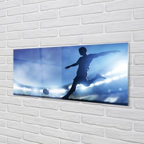 Szklany Panel Piłkarz w Blasku Neonów