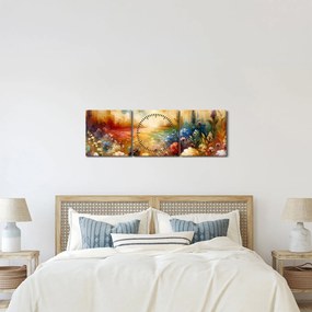 Obraz - Kolorowa łąka (z zegarem) (90x30 cm)