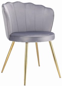 Szare pikowane krzesło w stylu glamour N6-N68