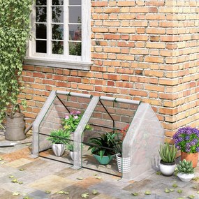 Outsunny Mini szklarnia tunelowa z 2 zamykanymi drzwiami suwakowymi wytrzymała folia i metalowa rama 18x1x1m Biały | Aosom PL