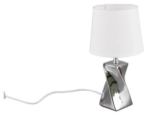 Lampa stołowa w kolorze srebra z tekstylnym kloszem (wysokość 28 cm) Abeba – Trio