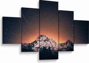 Obraz nocnego nieba z górą (125x70 cm)