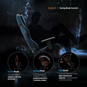 Fotel gamingowy materiałowy Diablo X-One Prime Normal Size, Meta Ocean
