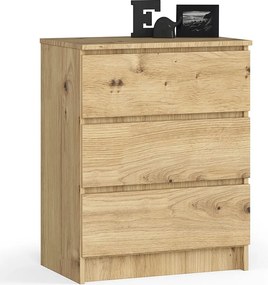 Komoda AKORD K60 Dąb Artisan 60 cm 3 szuflady kolor Dąb Artisan mat 60x40x77 cm