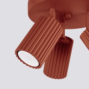 Plafon trzypunktowy KARBON 3P ochra czerwona okrągły SOLLUX  LIGHTING