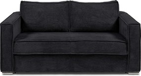 Kanapa 4-osobowa rozkładana typu ekspres z czarnego sztruksowego aksamitu  - Spanie na szerokich listwach 160 cm - Materac 14 cm LORETO