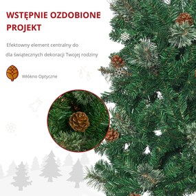 HOMCOM Sztuczna Choinka, Smukła, z Szyszkami, Ognioodporna, 54 x 195 cm, Zielona | Aosom PL