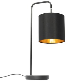Nowoczesna lampa stołowa czarna ze złotym wnętrzem - Lofty