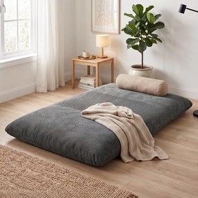HOMCOM 2-w-1 fotel podłogowy ze sztruksem, składane siedzisko podłogowe do czytania, grania i medytacji, sofa do spania do sypialni | Aosom PL