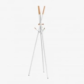 Stojak Na Ubrania Z Metalu I Drewna Bukowego Urian Biała - Sklum