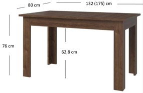 Stół Rozkładany Prostokątny Drewniany do Jadalni MYTH 130-175 cm Dąb brązowy Loft