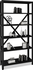 Czarny regał w stylu loft z metalowym stelażem F9-T21