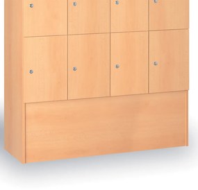 Drewniana szafka skrytkowa, 12 schowków, 1700 x 1200 x 420 mm, zamek cylindryczny, wenge