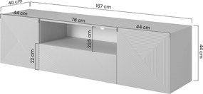 Szafka RTV Asha 167 cm wisząca z szufladą i wnęką - artisan / czarny mat