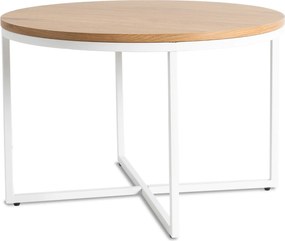 Stolik kawowy skandynawski Hantel 70 cm, okrągły, dąb złoty/biały