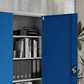 Szafa biurowa metalowa na akta szaro-niebieska JAN II, 1150 x 1850 x 400 mm