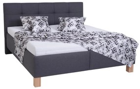 Tapicerowane łóżko z materacem i pojemnikiem na pościel MARIA 160x200 cm szare