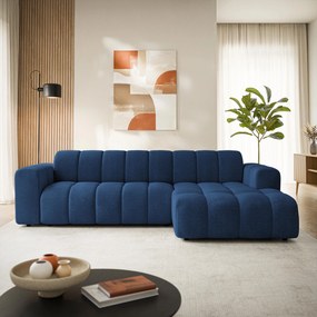 Masseno Narożnik SETIA Prawostronny L-Kształtny, Nowoczesna Sofa narożna, Tkanina Strukturalna - Niebieski, ARAGON 79