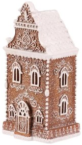 Ozdoby świąteczne Wieża z piernika, poliresina,LED, brązowa