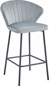 Tapicerowany barowy hoker glamour srebrno szary B5-K09