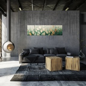 Obraz - Złoto-zielone liście (170x50 cm)