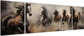 Obraz - Obraz olejny przedstawiający konie (170x50 cm)