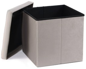 Beżowy składany taboret ZAREX VELVET L