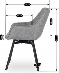 Krzesło Tapicerowane Obrotowe do Salonu LUNA 2 Szare Nowoczesne Loft
