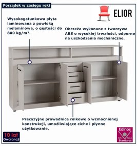 Kaszmirowa komoda z 4 szufladami 190cm A9-S24