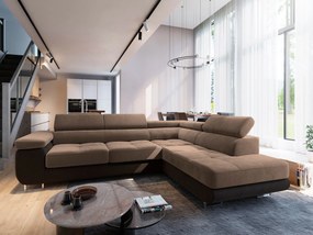 Masseno Narożnik SELVA z Funkcją Spania i Pojemnikiem na Pościel Narożnik L Rozkładana sofa – Beżowy MONOLITH 09 + MONOLITH 29
