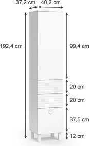 Szafka łazienkowa biały 40.2x37.2x192.4 sola
