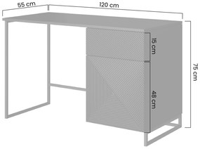 Biurko Asha 120 cm z szufladą - kaszmir / czarny stelaż