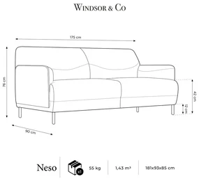 Jasnoszara sofa Windsor &amp; Co Sofas Neso, 175 cm