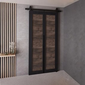 Drzwi Przesuwne QUDIO M1 Czarny + Jesion Ciemny 80