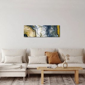Obraz - Złota abstrakcja (z zegarem) (90x30 cm)