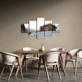 Obraz - chata górska w śniegu (125x70 cm)