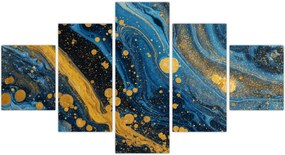 Obraz - Niebieska abstrakcja ze złotem (125x70 cm)