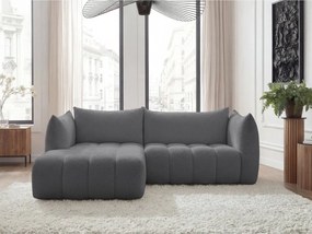 Szary narożnik z materiału bouclé (lewostronny/z szezlongiem) Azra – Bobochic Paris