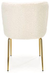 Krzesło, bouclé kremowe, K474 złoty stelaż, nowoczesne, eleganckie,