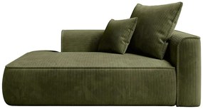 Szezlong prosty z weluru w kolorze khaki PINETA