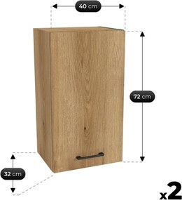 Zestaw Mebli Kuchennych MODERN 200 cm Czarny/Dąb Evoke Loftowy