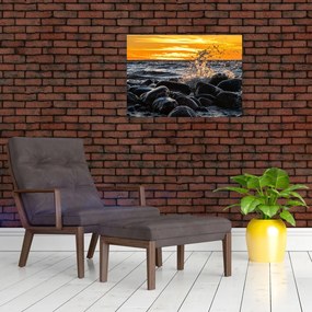 Obraz na szkle - fale morskie (70x50 cm)