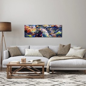 Obraz - Statek na falach oceanu, akwarela (z zegarem) (90x30 cm)