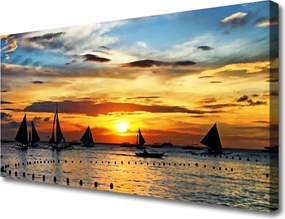 Obraz canvas Łodzie o Zachodzie Słońca