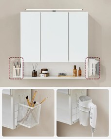 Szafka Łazienkowa z Lustrem Wisząca, z oświetleniem, Biała- BBK124W14