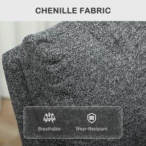 HOMCOM Fotel relaksacyjny, regulowany fotel leżący z dostosowywanym podnóżkiem, nowoczesny fotel do salonu z pokryciem materiałowym, Szary