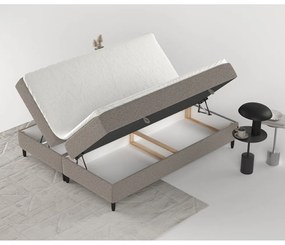 Brązowe łóżko boxspring ze schowkiem 200x200 cm Malte – Maison de Rêve