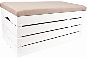 Pufa kufer skrzynia drewniana sosnowa siedzisko 80cm malowana biała