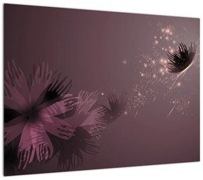 Obraz na szkle kwiatu z motylem (70x50 cm)
