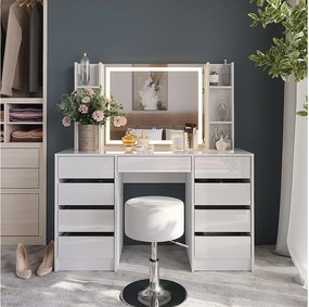 Stół do toalety biały/biały wysoki połysk 128.2x50.1x76 sherry